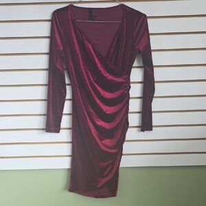 Velour Ruched Dress Lg